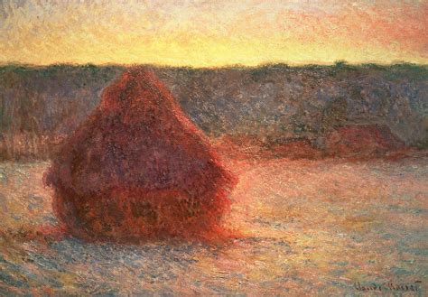 Haystacks At Sunset by Claude Monet