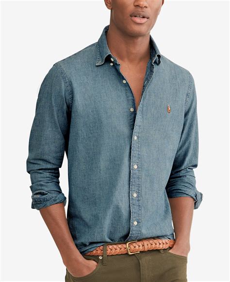 Polo Ralph Lauren Mens Long Sleeve Classic Fit Chambray Shirt Macys