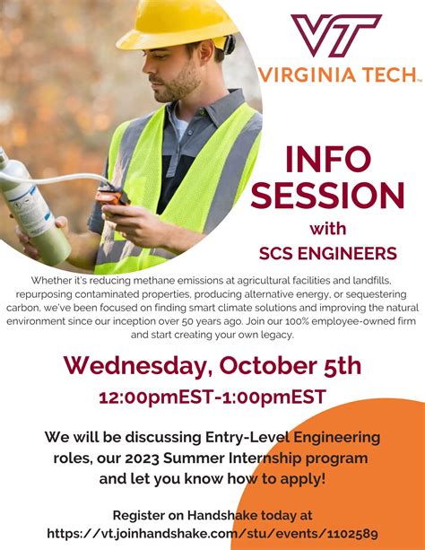 Virginia Tech Info Session Flyer Scs Engineers