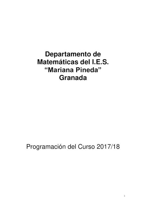 Pdf Departamento De Matem Ticas Del I E S Mariana