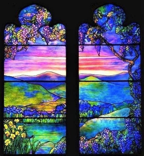 Tiffany Stained Glass Window Cling Wisteria Iridescent Etsy Window Art Glass Art Pictures