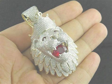 Ct Round Red Ruby Diamond Men S Lion King Pendant K Etsy