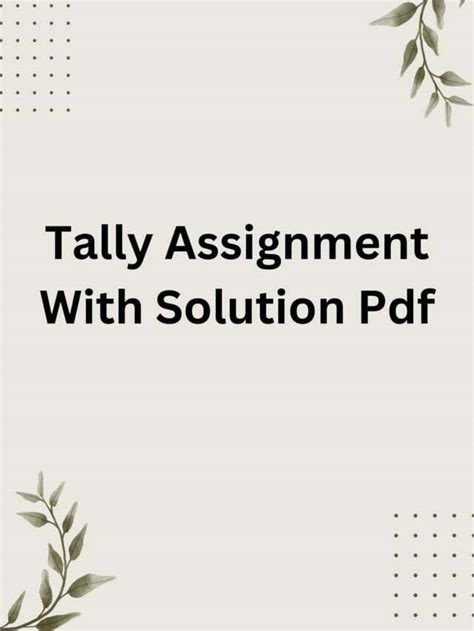 Tally Assignment With Solution Pdf Accounting Assignment Help Online