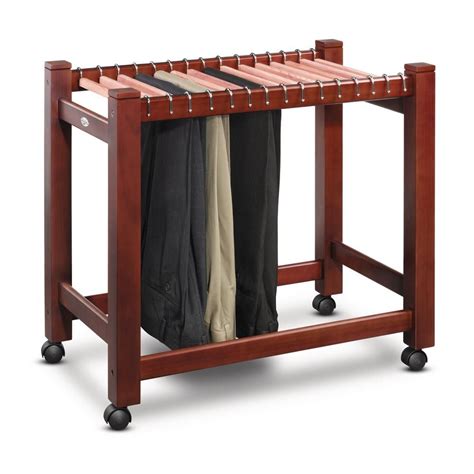 Woodencedar Pant Trolley 15 Pair Dark Brown Garment Racks Pants