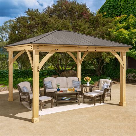 12 x 12 Wood Gazebo with Aluminum Roof - Yardistry