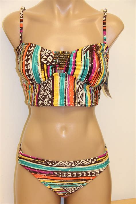 NWT Hobie Swimsuit Bikini 2pc Set Sz M Multi Color Brown EBay