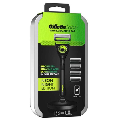 Gillette Labs With Exfoliating Bar Razor Neon Night Edition Travel