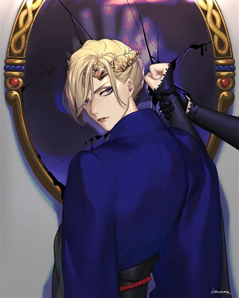 A Drawing Of A Man With Blonde Hair And Blue Clothes Holding An