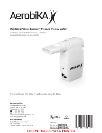 Monaghan Aerobika Instructions For Use Manual | Manualzz