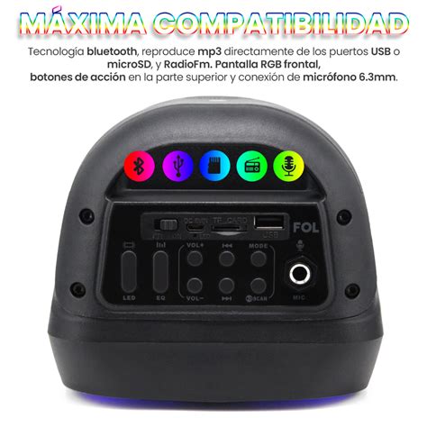 Fs T Bocina Port Til Bluetooth Con Luz Frontal Completa Rgb Fol