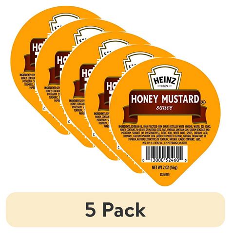 5 Pack Heinz Honey Mustard Single Serve Dipping Sauce 60 Ct Pack 2 Oz Dipping Cups