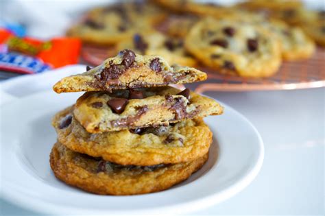 Chocolate Chip Candy Bar Stuffed Cookies Bake At 350°
