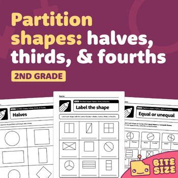 Partition Shapes Halves Thirds Fourths Worksheets 2nd Grade