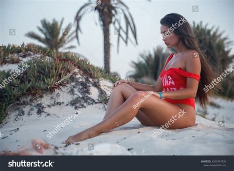 Lovely Sexy Brunette Girl Swimsuit Posing Stock Photo Edit Now