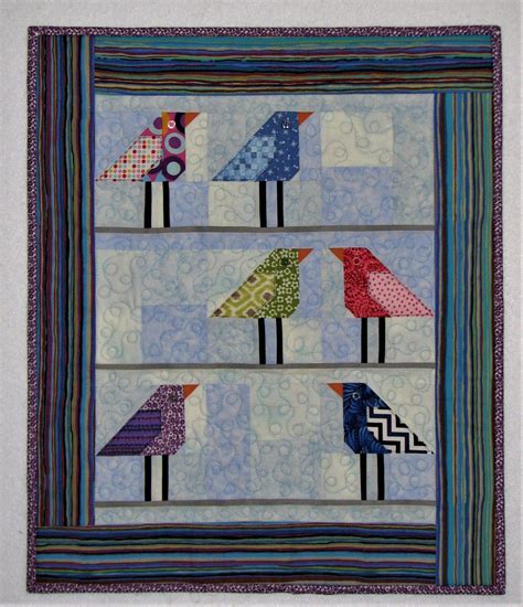 Modern Quilted Wall Hanging Birdhouse Row Folk Art Quilt Etsy Canada