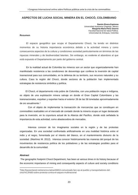 Pdf Aspectos De Lucha Social Minera En El Emplea En La