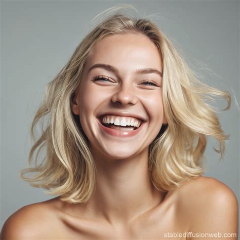 Happy Blonde Woman Image Stable Diffusion Online