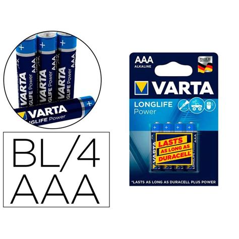 Pila Varta Alcalina Longlife Power Aaa Tipo Lr Blister De