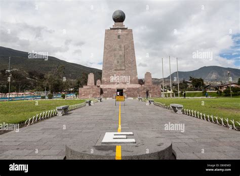 Mitad Del Mundo Monument Marking The Equatorial Line Near Quito