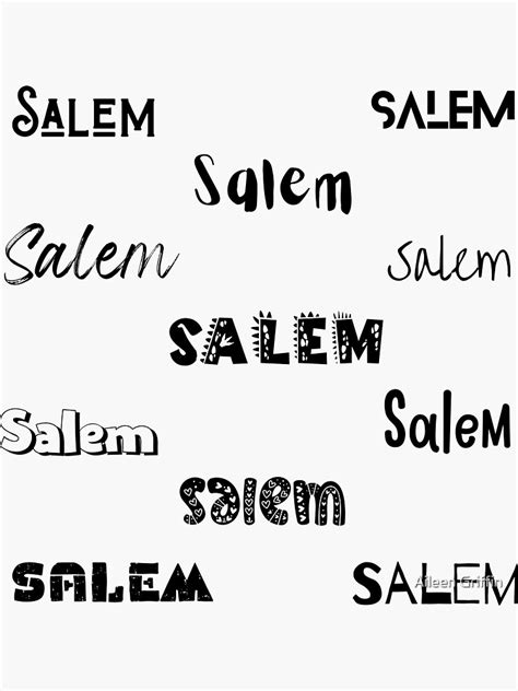 Salem In 10 Different Fonts Sticker For Sale By Magleen Redbubble