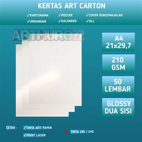 Jual Kertas Art Carton Art Paper 210 Gsm A4 Isi 50 Lembar Kertas Art Karton 210 Gram A4 Shopee