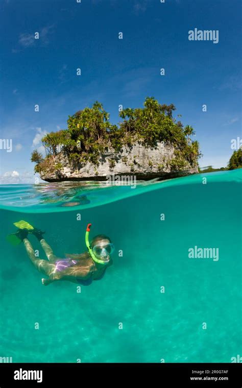 Woman Snorkeling In Palau Micronesia Palau Stock Photo Alamy