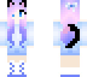 Kawii Blue Cat Girl | Minecraft Skin