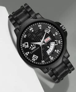 LIMESTONE All Black Chain Look Day And Date Functioning Meta Quartz