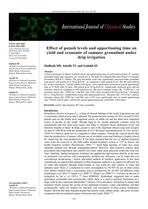 Pdf Effect Of Potash Levels And Apportioning Time On Yield And