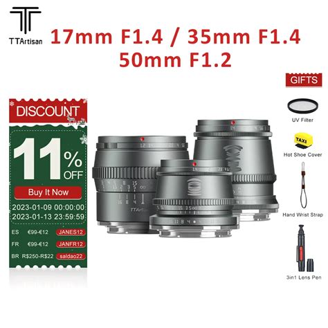 Ttartisan 17mm F1 4 35mm F1 4 50mm F1 2 Aps C Foco Manual Titânio Cinza