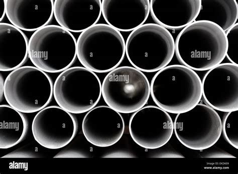 Gray PVC Tubes Plastic Pipes Stacked In Rows Stock Photo Alamy