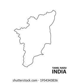 Tamil Nadu India Vector Outline Map Vetor Stock Livre De Direitos