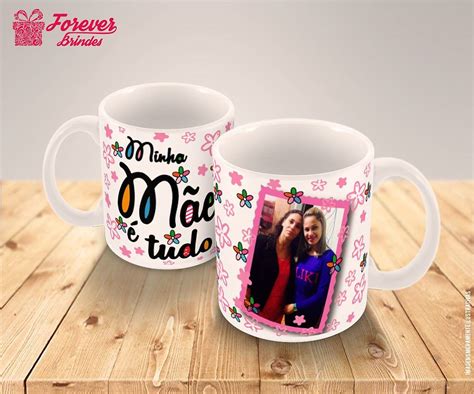 Caneca Porcelana Personalizada dia das Mães Floral FOREVER BRINDES