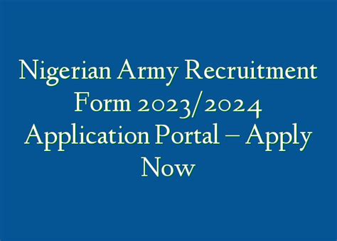 Nigerian Army Recruitment Form 20232024 Application Portal Apply Now