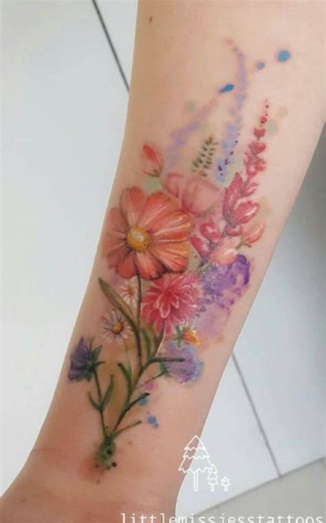 Minimalist Watercolor Flower Tattoo