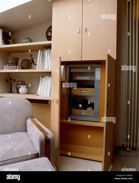 Doors Open On Serving Hatch Showing Dumb Waiter Mechanism Stock Photo