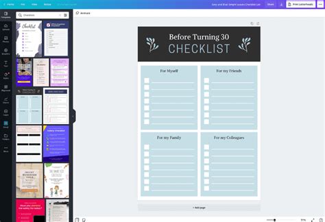 Checklist Canva