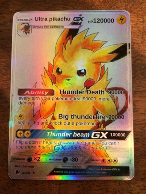 Pikachu gx pokemon luxury card orica custom card gold rare | Etsy