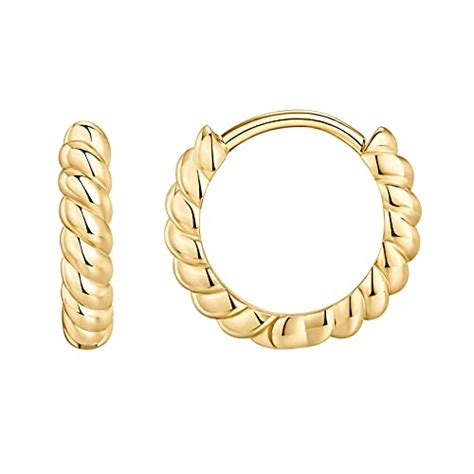 Pavoi K Yellow Gold Plated Sterling Silver Post Twisted Huggie