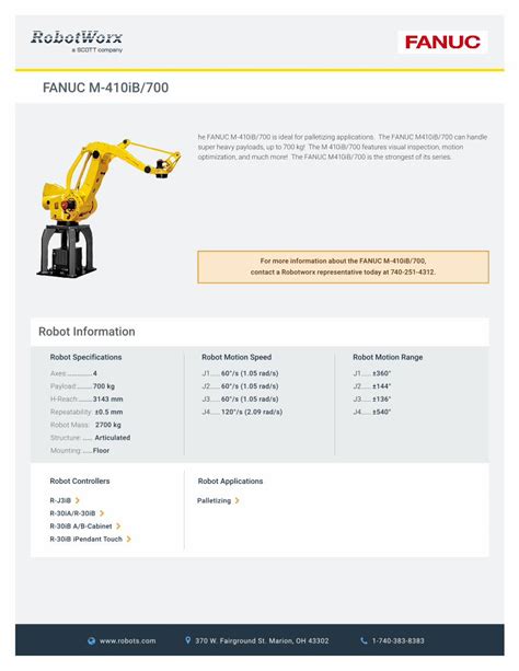 PDF FANUC M 410iB 700 Datasheet Robots DOKUMEN TIPS