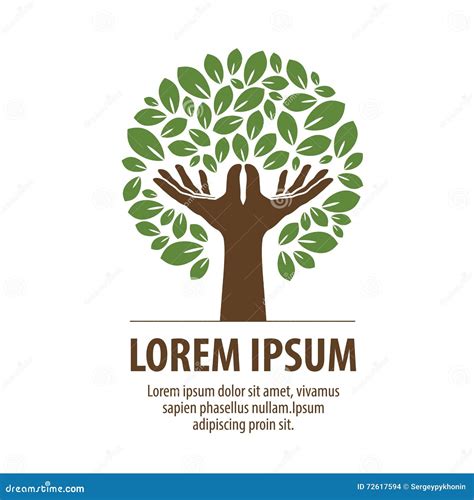 Abstract Tree Made Of Hands And Leaves Nature Logo Ecology Icon