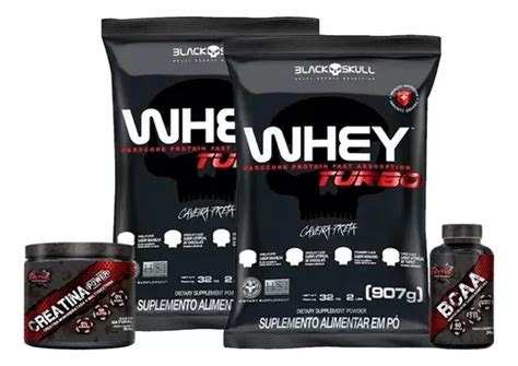 Combo X Whey Turbo Bcaa Creatina Power Bruthal Sabor Morango