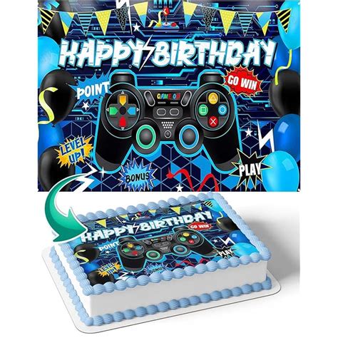 Buy CAKECERY Gamer Nintendo Playstation Xbox Blue Edible Cake Image