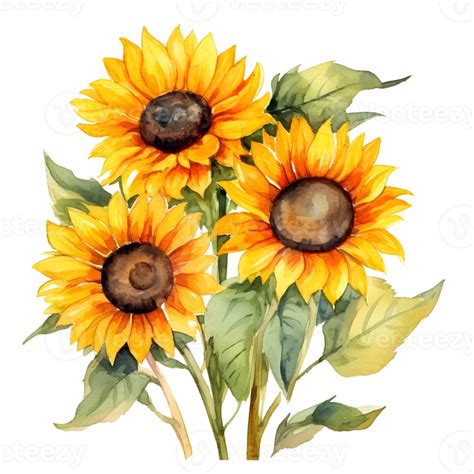 Watercolor Floral Bouquet Illustration Sunflowers Watercolor Sunflower Botanical Drawings