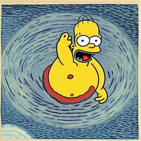 Homer Shimpson Swimming In A Flushbowl Ai Generated Artwork