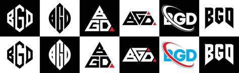 Bgd Letter Logo Design In Six Style Bgd Polygon Circle Triangle