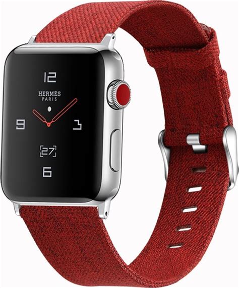 Smartwatchbandje By Qubix Canvas Bandje Rood Geschikt Voor Apple