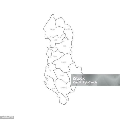 Albania Political Map Of Administrative Divisions Stock Illustration