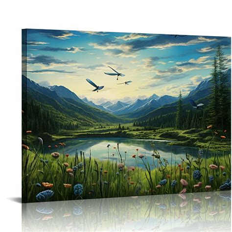 Pikweek Wall Art Canvas Paintings Wall Decor Magical Dragonfly Colorful