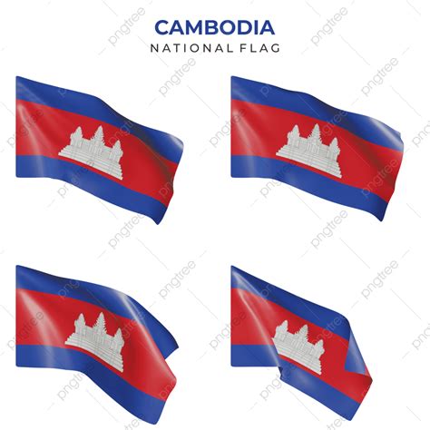 Set Of 3d Realistic Waving Cambodia Flags 3d Realistic Flag Cambodia